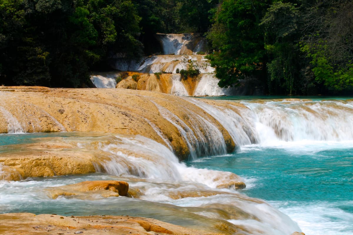Turquoise cascades at Agua Azul in Chiapas