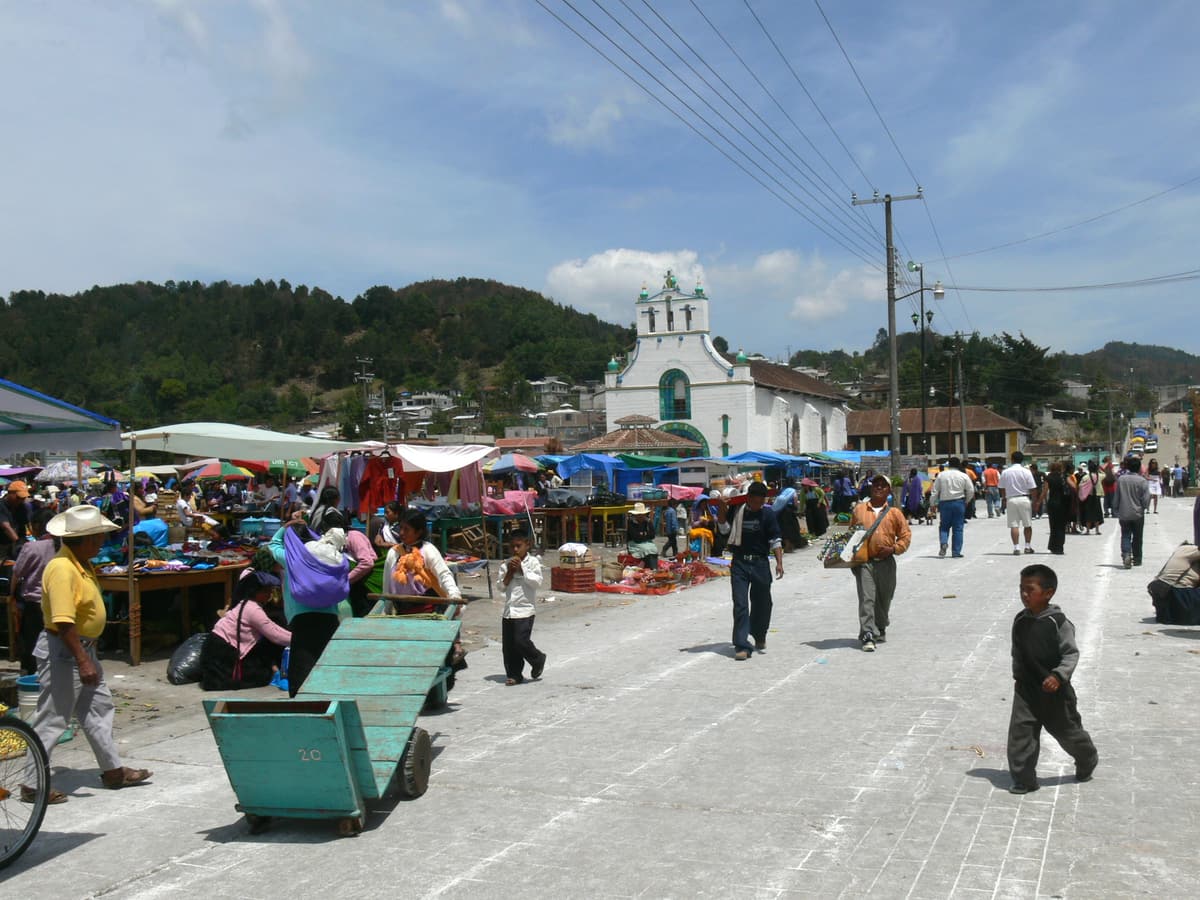 Market day in front of the church of San Juan Chamula